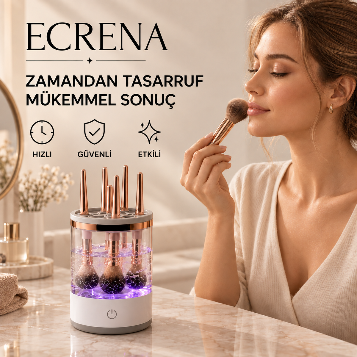 Ecrena™ – Otomatik Makyaj Fırçası Temizleyici